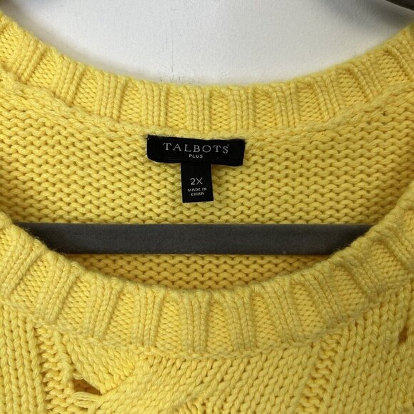 Talbots Yellow Cable Knit Sweater Women's Size 2X - Picture 4 of 9